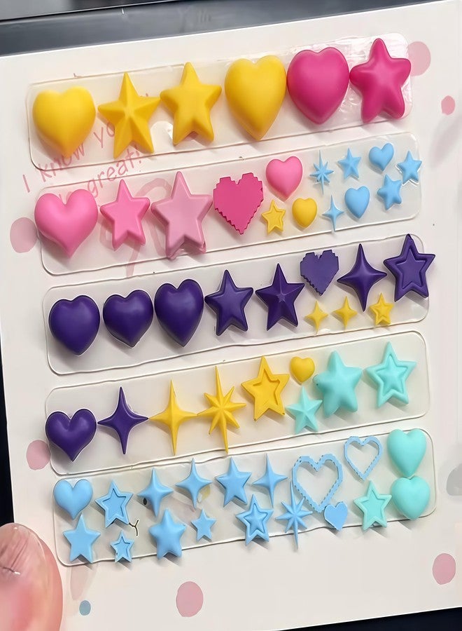 BHCCXZ 3D Nail Molds Heart, Stars, Starburst Nails Charms Design, Silicone Tool Art Y2k Decoration - Image 2